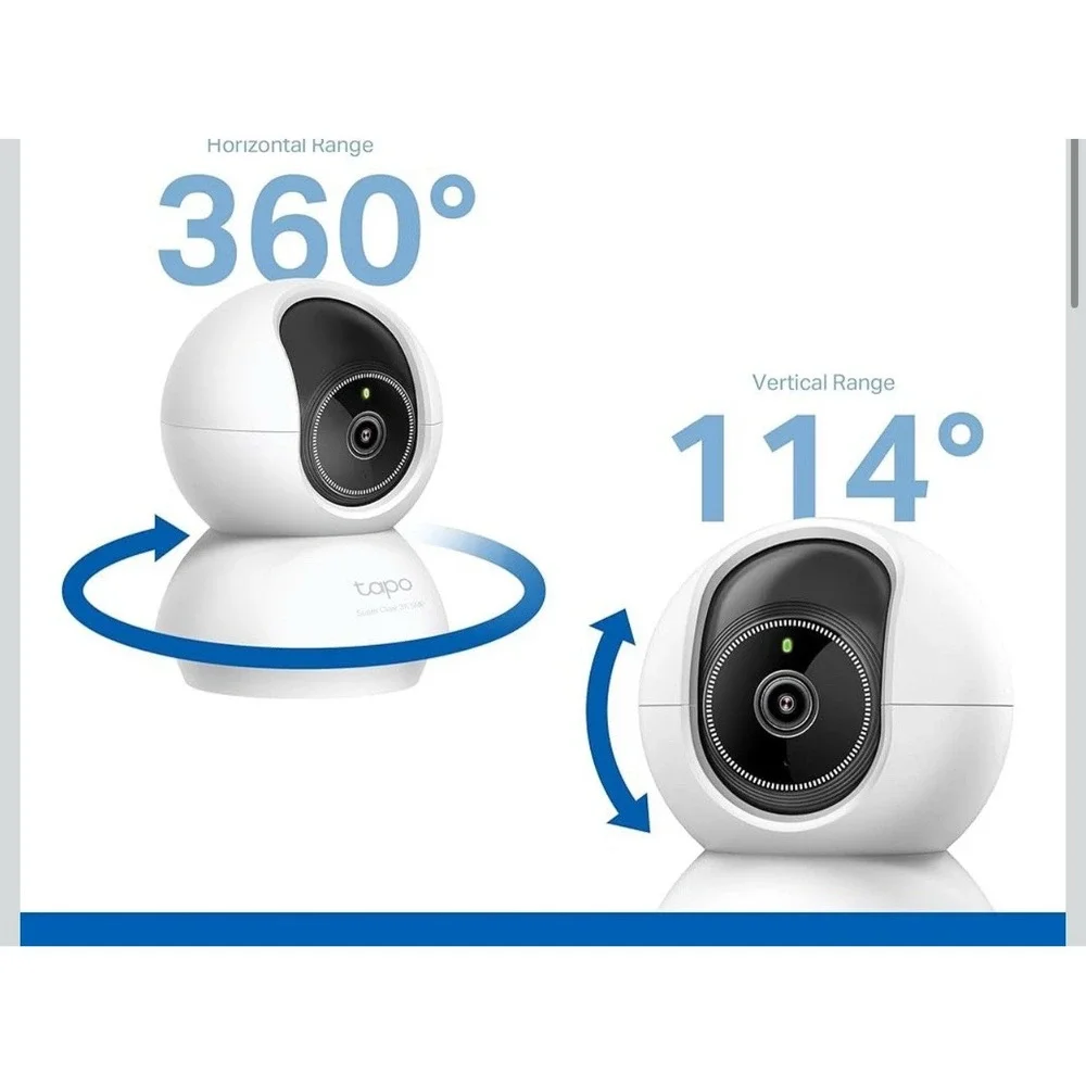 3K 5MP Indoor Security Camera w/ 360° Pan Tilt, Night Vision, Alexa Ready